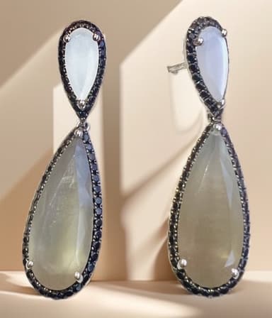 Pendientes piedra luna y diamante 1