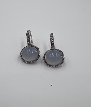 Pendientes calcedonia  cabuchon 3