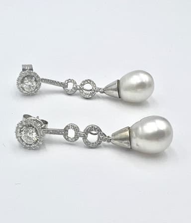 Pendiente perlas y diamante 2