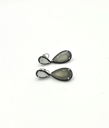 Pendientes piedra luna y diamante 2
