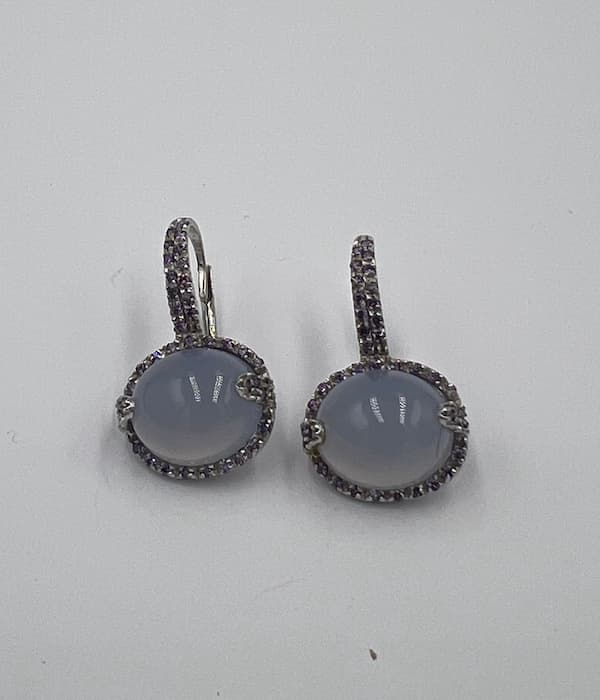 Pendientes calcedonia  cabuchon