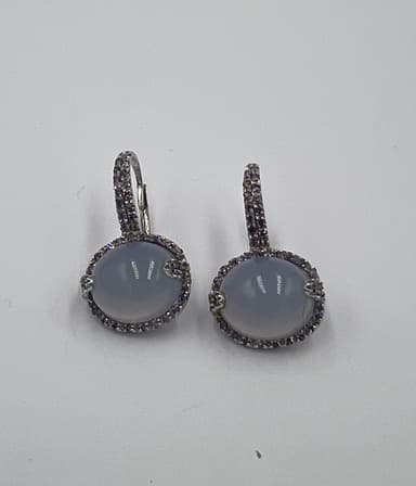 Pendientes calcedonia  cabuchon 1